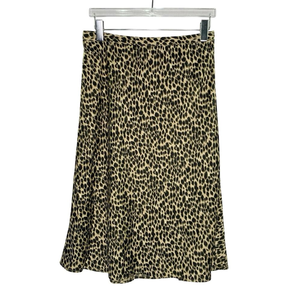 J. Crew Leopard Print Midi Skirt M NEW A Line Bias Cut Silky Flowy Brown